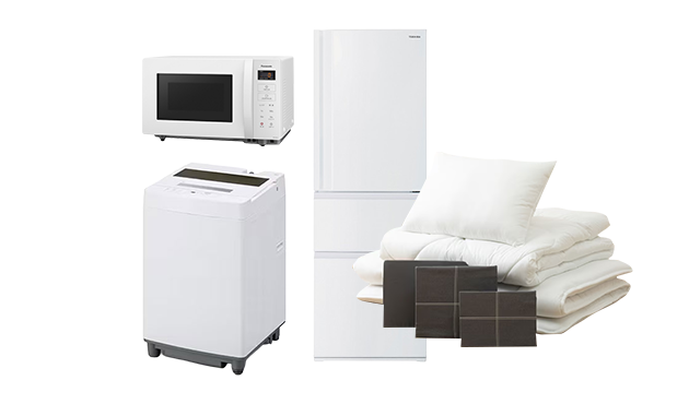 【名古屋市内優先】家電3点セット AQUA 日立 家電3点＋寝具セット｜家具家電のファストレンタル[名古屋から愛知